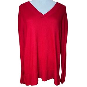 NWOT | Red V-Neck Women's Long Sleeve Sweater | Size L